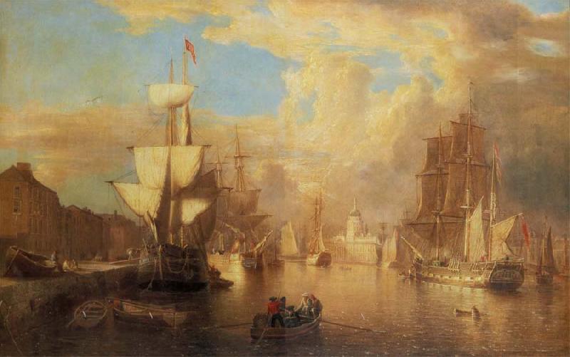 Thomas Pakenham Dublin harbour with the domed Custom House in the background oil painting picture